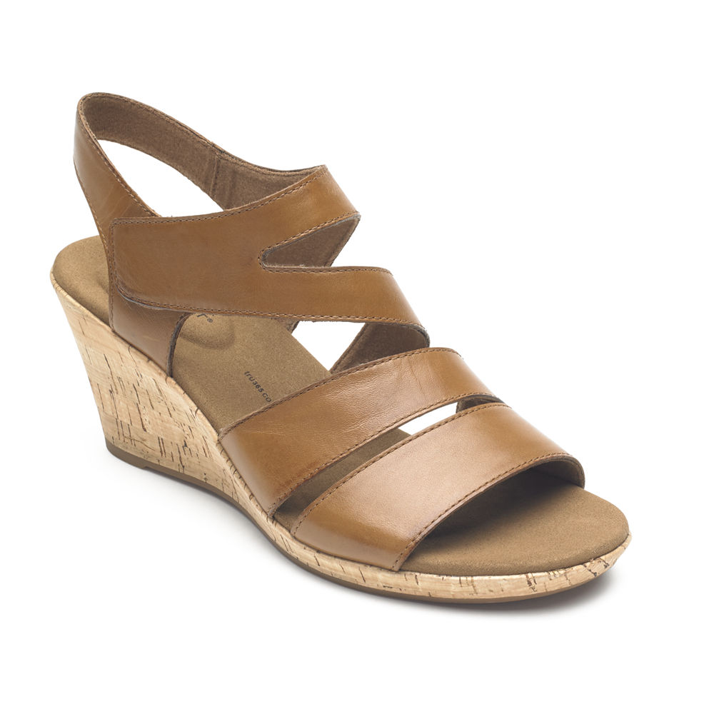 Sandálias Rockport Mulher Marrom - Briah Strappy Wedge Comfort - 36921QKPI